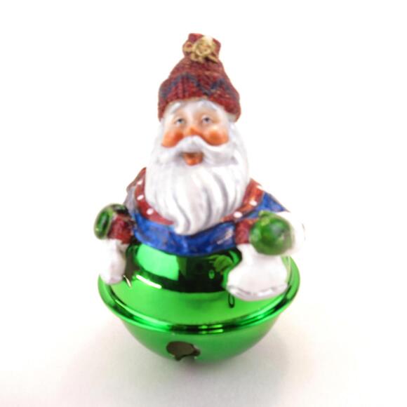 4" Department 56 Vintage Ice Skating Santa Green Large Bell 56.43340 - Picture 1 of 3